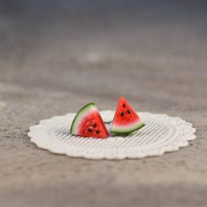 Watermelon Stud Earrings, Fruit Earrings, Cute earrings, Titanium Earrings, Unique Earrings, Food Jewelry, Polymer Clay Watermelon | Natural genuine Gemstone earrings. Buy crystal jewelry, handmade handcrafted artisan jewelry for women.  Unique handmade gift ideas. #jewelry #beadedearrings #beadedjewelry #gift #shopping #handmadejewelry #fashion #style #product #earrings #affiliate #ad