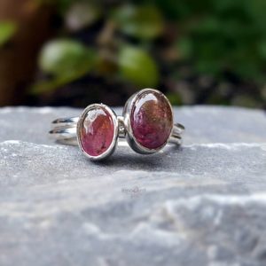 Shop Watermelon Tourmaline Rings! Watermelon Tourmaline Ring, Bi-color Watermelon Tourmaline, Pink Tourmaline Ring, Green Tourmaline Ring, Promise Ring | Natural genuine Watermelon Tourmaline rings, simple unique handcrafted gemstone rings. #rings #jewelry #shopping #gift #handmade #fashion #style #affiliate #ad