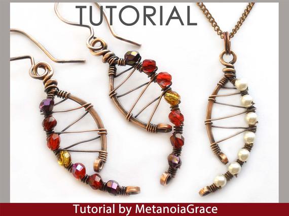Wire Jewelry Tutorial, Wirewrapping Jewelry Tutorial, Pendant Tutorial, Spiral Earrings Tutorial, Beading Tutorial, Curved Earrings Tutorial
