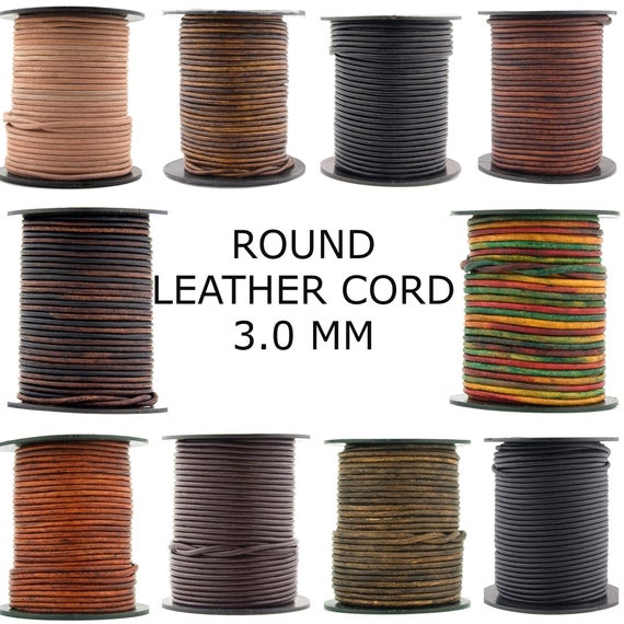 Xsotica-round Leather Cord - 3.0 Mm Round Leather Cords 3mm