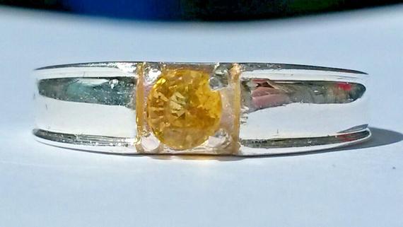 Natural Yellow Sapphire Solitaire Ring Uk Size L