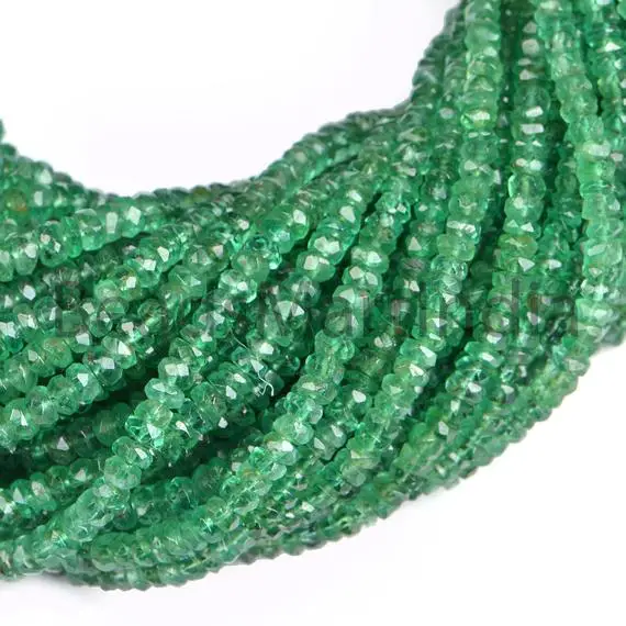 Zambian Emerald Natural Beads, 2.25-3.5mm Emerald Faceted Rondelle Shape Beads, Emerald Rondelle Beads, Emerald Faceted Beads, Emerald Beads