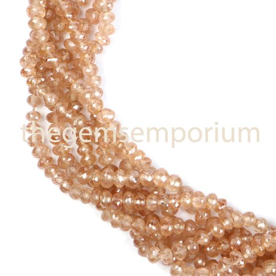 Brown Zircon Faceted Rondelle Beads, Brown Zircon Faceted Beads, Brown Zircon Rondelle Beads, Brown Zircon Beads, Zircon Beads, Brown Zircon