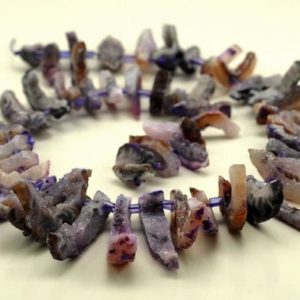 Rough Chalcedony Agate Druzy Gemstone Purple Rough Slice Stick 38×15-15x8mm Loose Beads 15.5" Full Strand (90189071-B47) | Natural genuine beads Gemstone beads for beading and jewelry making.  #jewelry #beads #beadedjewelry #diyjewelry #jewelrymaking #beadstore #beading #affiliate #ad