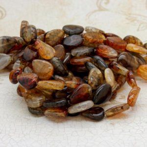 Shop Agate Bead Shapes! Spider Web Agate Twisted Flat Teardrop Pear Gemstone Loose Beads Bead 6mm x 11mm x 15mm Full 15.5" Strand | Natural genuine other-shape Agate beads for beading and jewelry making.  #jewelry #beads #beadedjewelry #diyjewelry #jewelrymaking #beadstore #beading #affiliate #ad