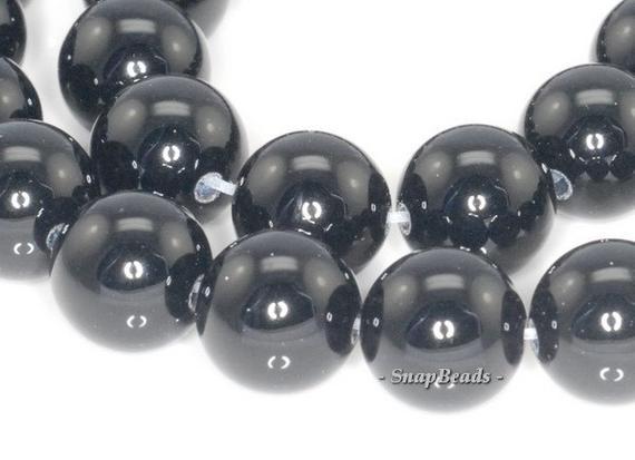 6mm Noir Black Onyx  Gemstone Grade Aaa Black Round Loose Beads 15.5 Inch Full Strand (90114592-247)