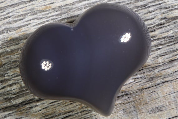 Gray Agate Puffy Heartpocket, Worry Healing Stone With Positive Healing Energy!