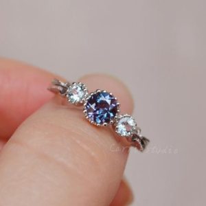 Shop Alexandrite Rings! Solid 14K Gold Alexandrite Ring Alexandrite Engagement Ring Wedding Ring Promise Ring Anniversary Ring Delicate | Natural genuine Alexandrite rings, simple unique alternative gemstone engagement rings. #rings #jewelry #bridal #wedding #jewelryaccessories #engagementrings #weddingideas #affiliate #ad