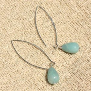 Shop Amazonite Earrings! Earrings 925 Silver – Amazonite drops 12x8mm | Natural genuine Amazonite earrings. Buy crystal jewelry, handmade handcrafted artisan jewelry for women.  Unique handmade gift ideas. #jewelry #beadedearrings #beadedjewelry #gift #shopping #handmadejewelry #fashion #style #product #earrings #affiliate #ad