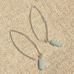 Shop Amazonite Earrings! Earrings 925 Silver – Amazonite Tubes 9mm | Natural genuine Amazonite earrings. Buy crystal jewelry, handmade handcrafted artisan jewelry for women.  Unique handmade gift ideas. #jewelry #beadedearrings #beadedjewelry #gift #shopping #handmadejewelry #fashion #style #product #earrings #affiliate #ad