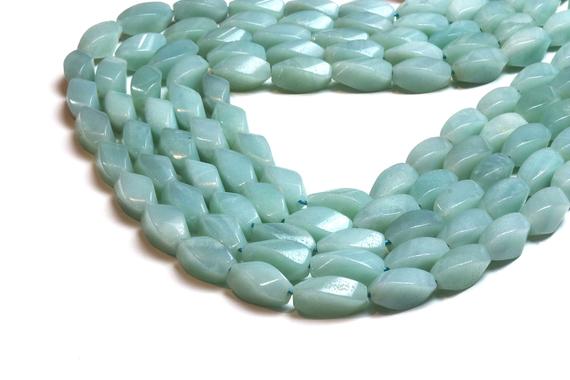 Amazonite Twisted Beads,gemstone Beads,semiprecious Beads,blue Gemstone Beads,twisted Gem Beads,amazonite Jewelry,diy Beads - 16" Strand