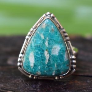Shop Amazonite Rings! 925 silver natural amazonite ring-green amazonite ring-amazonite ring-natural amazonite ring-design ring-amazonite gemstone ring | Natural genuine Amazonite rings, simple unique handcrafted gemstone rings. #rings #jewelry #shopping #gift #handmade #fashion #style #affiliate #ad