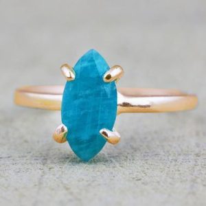 Shop Amazonite Jewelry! 18k Gemstone Ring · Rose Gold Amazonite Ring · Handmade Bridal Ring · Marquise Cut Stone Ring · Promise Ring · Cocktail Ring | Natural genuine Amazonite jewelry. Buy handcrafted artisan wedding jewelry.  Unique handmade bridal jewelry gift ideas. #jewelry #beadedjewelry #gift #crystaljewelry #shopping #handmadejewelry #wedding #bridal #jewelry #affiliate #ad