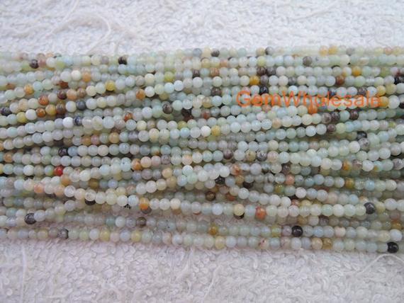 15.5" Natural Amazonite 2mm Round Beads, Green Gemstone, Semi-precious Stone, Small Green Color Diy Beads, Gemstone Wholesaler