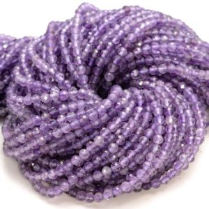 Shop Amethyst Faceted Beads! 3mm Royal Amethyst Gemstone Grade AA Light Purple Micro Faceted Round Loose Beads 15.5 inch Full Strand (90143441-107-3g) | Natural genuine faceted Amethyst beads for beading and jewelry making.  #jewelry #beads #beadedjewelry #diyjewelry #jewelrymaking #beadstore #beading #affiliate #ad