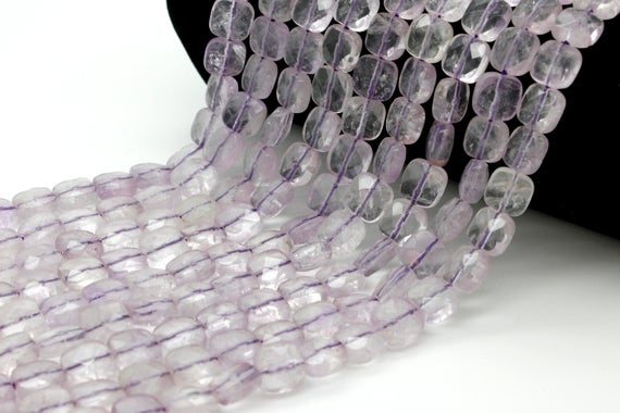 Amethyst Beads, Natural Lavender Amethyst Transparent Purple Flat Faceted Square Loose Gemstone Beads - Pgp16