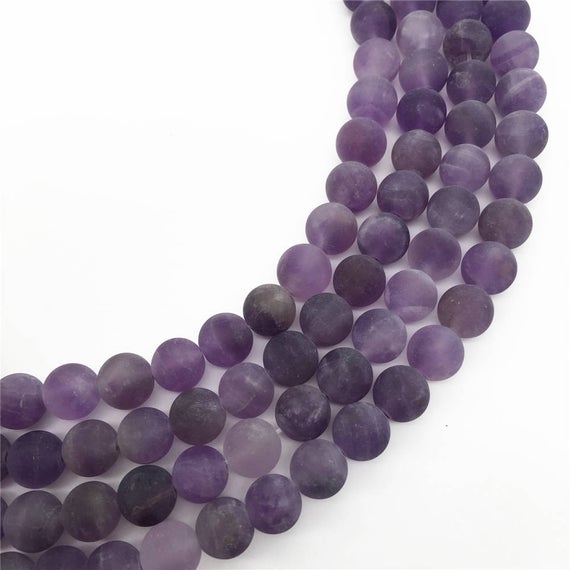 8mm Matte Amethyst Beads, Round Gemstone Beads, Wholesale Beads