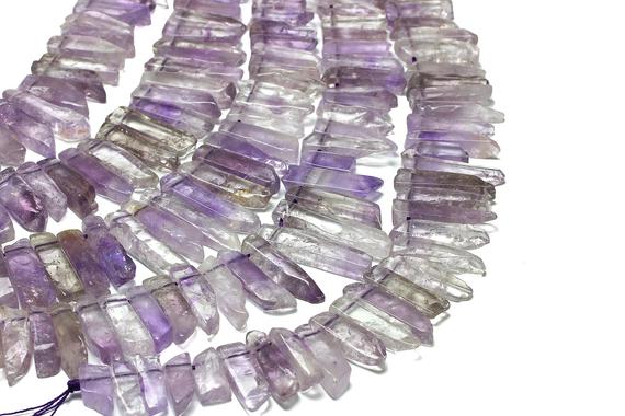 Ametrine Long Rectangle Slices,ametrine Beads,irregular Beads,slice Beads,top Drilled Beads,purple Beads - 16" Strand