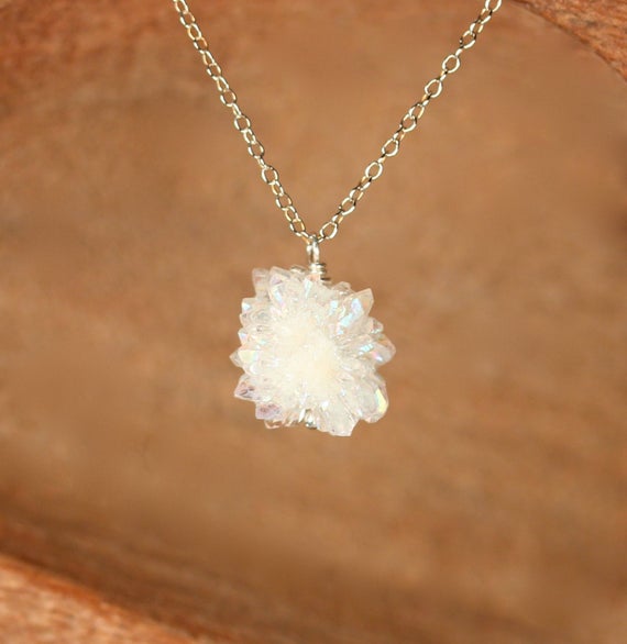 Raw Quartz Necklace - Angel Aura Quartz Necklace - Solar Quartz Necklace - Stalactite - Healing Crystal - Crystal Star - Gypsy Necklace
