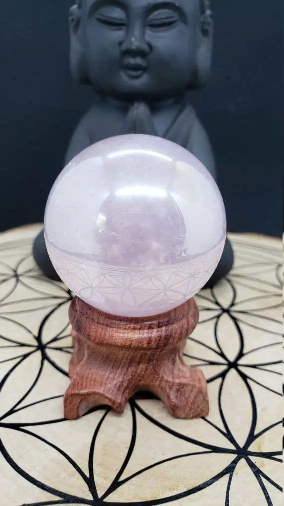 Angel Aura Rose Quartz Sphere - Reiki Charged - Crystal Ball - Attract Love - Open Your Heart - High Vibrational Crystal #3
