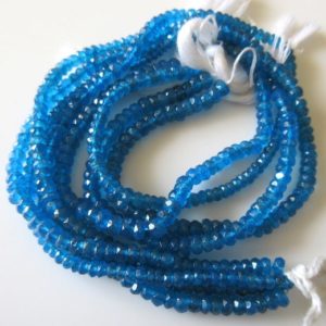 Shop Apatite Faceted Beads! Blue Apatite Faceted Rondelles Beads, 5mm Natural AAA Apatite Beads, Sold As 6.5 Inch Half Strand/13.5 Inch Strand/5 Strands, SKU-2638 | Natural genuine faceted Apatite beads for beading and jewelry making.  #jewelry #beads #beadedjewelry #diyjewelry #jewelrymaking #beadstore #beading #affiliate #ad