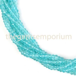 Shop Apatite Faceted Beads! Apatite Rondelle Gemstone Beads, 3-4mm Indian Cut Gems Beads,  Apatite faceted Gemstone Beads, AAA Quality,,Gemstone for Jewelry Making | Natural genuine faceted Apatite beads for beading and jewelry making.  #jewelry #beads #beadedjewelry #diyjewelry #jewelrymaking #beadstore #beading #affiliate #ad