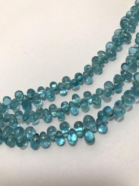 60 Carats Sky Apetite Side Drill Smooth Drops 4x6 To 5x7 Mm 7.5"/gemstone Beads/rare Beads/sky Apetite Beads/smooth Drill Drops/blue Beads