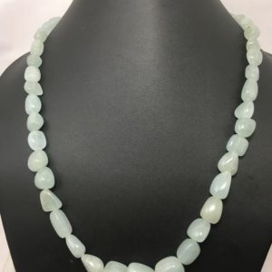 Shop Aquamarine Chip & Nugget Beads! 100% Natural Milky Aquamarine Smooth Nuggets Gemstone Beaded Necklace With 92.5 Silver Clasp 20" Genuine Milky Aquamarine Beaded Necklace | Natural genuine chip Aquamarine beads for beading and jewelry making.  #jewelry #beads #beadedjewelry #diyjewelry #jewelrymaking #beadstore #beading #affiliate #ad
