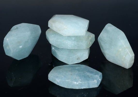 30x26-27x20mm Light Aquamarine Gemstone Faceted Nugget Loose Beads   (80001600-a94)