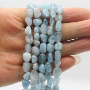 6-8mm Nugget Natural Aquamarine beads,Blue  Chip Aquamarine Gemstone beads,Loose Pebble beads,Jewlry making beads-15.5 -NST1220-5 | Natural genuine chip Aquamarine beads for beading and jewelry making.  #jewelry #beads #beadedjewelry #diyjewelry #jewelrymaking #beadstore #beading #affiliate #ad