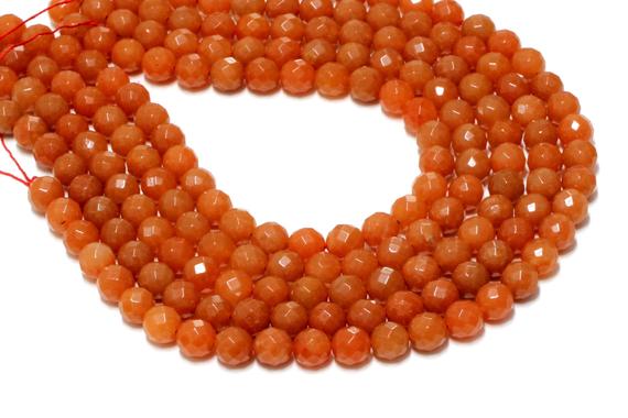 Large Aventurine Beads,orange Beads,gemstone Beads,faceted Round Beads,faceted Stones,faceted Beads,loose Beads - 16" Full Strand