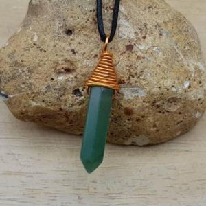 Shop Aventurine Pendants! Copper Green Aventurine point Pendant. Reiki jewelry uk. Wire wrap pendant. Hexagonal point necklace. 30x9mm stone | Natural genuine Aventurine pendants. Buy crystal jewelry, handmade handcrafted artisan jewelry for women.  Unique handmade gift ideas. #jewelry #beadedpendants #beadedjewelry #gift #shopping #handmadejewelry #fashion #style #product #pendants #affiliate #ad