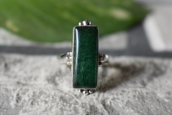 925 Silver Natural Green Aventurine Ring-green Gemstone Ring-aventurine Ring-green Aventurine Ring-design Ring