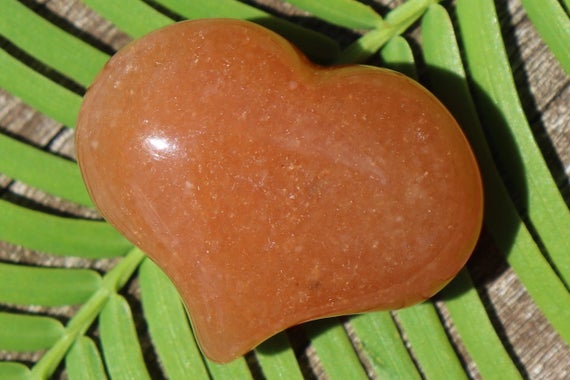 Orange Aventurine Puffy Heart Pocket, Worry Healing Stone With Positive Healing Energy!