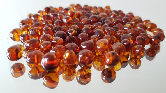 Baltic Amber Beads / Polished Amber Beads / Cognac Amber Beads / With Drilled Hole / Jewelry Making / Genuine Amber Beads 7-9 Mm Wholesale