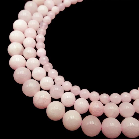 Natural Pink Mangano Calcite Smooth Round Beads 6mm 8mm 10mm 15.5" Strand
