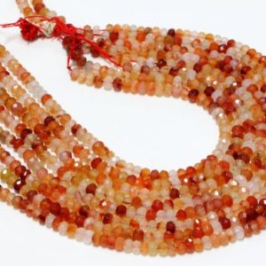 Shop Carnelian Faceted Beads! GU-2545-1 – Natural Carnelian Faceted Rondelle Beads – 4x6mm – Gemstone Beads – 16" Full Strand | Natural genuine faceted Carnelian beads for beading and jewelry making.  #jewelry #beads #beadedjewelry #diyjewelry #jewelrymaking #beadstore #beading #affiliate #ad