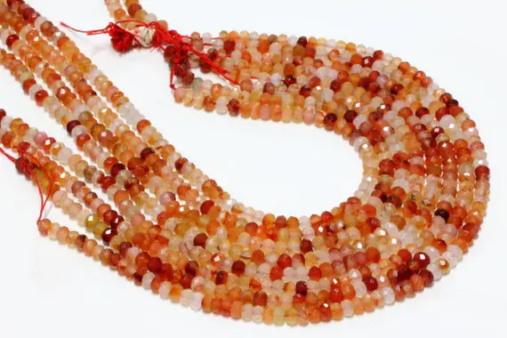 Gu-2545-1 - Natural Carnelian Faceted Rondelle Beads - 4x6mm - Gemstone Beads - 16" Full Strand