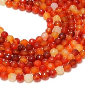 Shop Carnelian Faceted Beads! GU-2546-5 – Natural Carnelian Faceted Round Beads – 12mm – Gemstone Beads – 16" Full Strand | Natural genuine faceted Carnelian beads for beading and jewelry making.  #jewelry #beads #beadedjewelry #diyjewelry #jewelrymaking #beadstore #beading #affiliate #ad