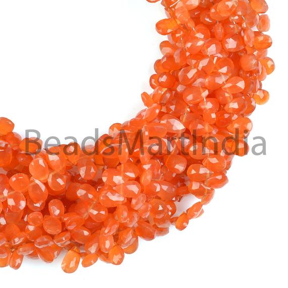 Carnelian Faceted Side Drill Pears Shape Beads, 4x6-6x9mm Carnelian Pears Beads, Faceted Orange Carnelian Beads, Pears Shape Carnelian Beads