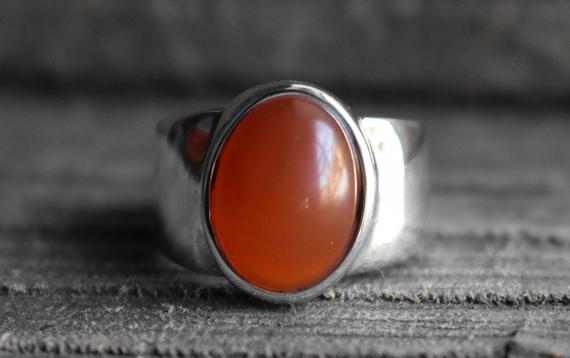 Carnelian Ring,925 Silver Ring,mens Ring,carnelian Mens Ring,unisex Ring,carnelian Gemstone Ring,oval Shape Ring,natural Carnelian Ring