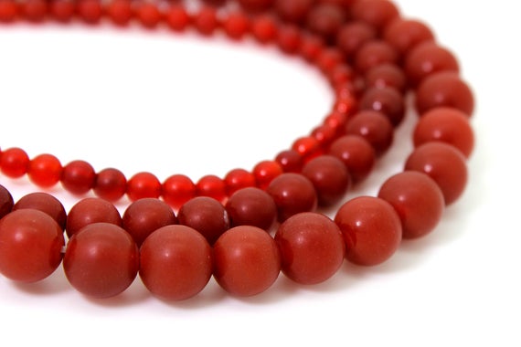 Natural Matte Carnelian Beads, Red Carnelian Matte Round Sphere Ball Loose Gemstone Beads - 4mm 6mm 8mm 10mm Rn119