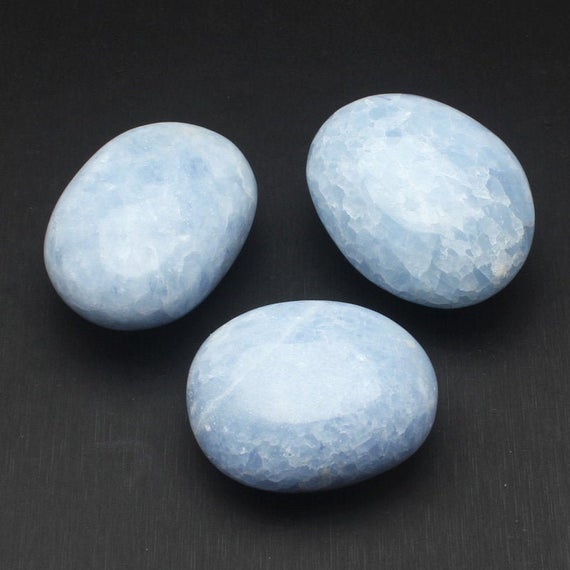 Large Blue Calcite Palm Stone, Healing Crystals And Stones, Rock Shop