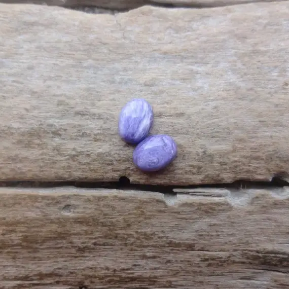 Pair Charoite Small Cabochons 8x5mm, Natural Purple Charoite Gemstone, Natural Gemstone Cabochon