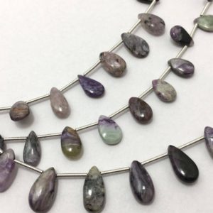 Shop Charoite Bead Shapes! 10 – 14 mm Charoite Plain Smooth Briolette Pears Gemstone Beads Strand Sale / Semi Precious Beads / Wholesale Beads / Charoite Beads Strand | Natural genuine other-shape Charoite beads for beading and jewelry making.  #jewelry #beads #beadedjewelry #diyjewelry #jewelrymaking #beadstore #beading #affiliate #ad
