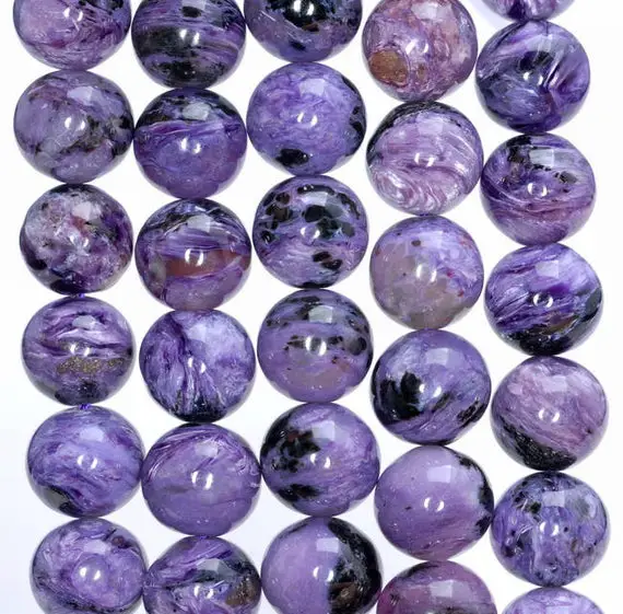 12mm Genuine Charoite Gemstone Grade Aa Purple Round Loose Beads 7.5 Inch Half Strand (80004769-460)