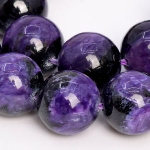 Genuine Natural Russian Charoite Gemstone Beads 12MM Dark Color Round A+ Quality Loose Beads (108983) | Natural genuine round Charoite beads for beading and jewelry making.  #jewelry #beads #beadedjewelry #diyjewelry #jewelrymaking #beadstore #beading #affiliate #ad