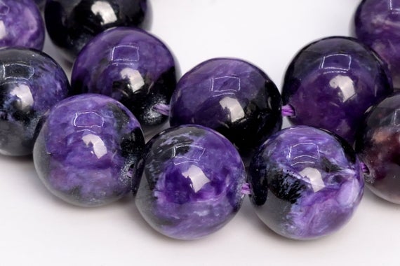 Genuine Natural Russian Charoite Gemstone Beads 12mm Dark Color Round A+ Quality Loose Beads (108983)