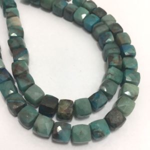 Shop Chrysocolla Faceted Beads! 6.5 – 7.5 mm Chrysocolla Faceted Box Gemstones Beads Strand Sale / Chrysocolla Jewellery / Faceted Cube Beads / Chrysocolla Strand Wholesale | Natural genuine faceted Chrysocolla beads for beading and jewelry making.  #jewelry #beads #beadedjewelry #diyjewelry #jewelrymaking #beadstore #beading #affiliate #ad