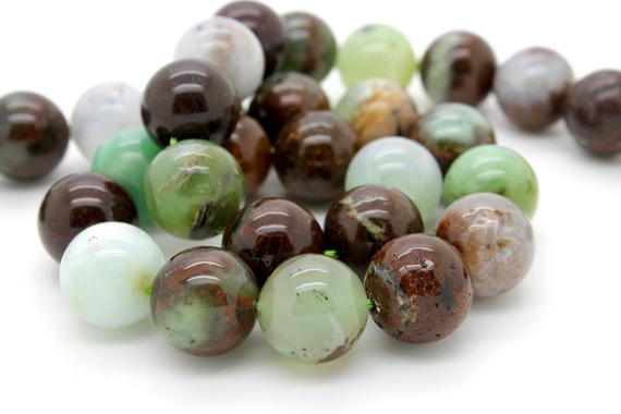 Chrysoprase, Natural Crysoprase Round Smooth Sphere Loose Ball Beads Gemstone - Full Strand